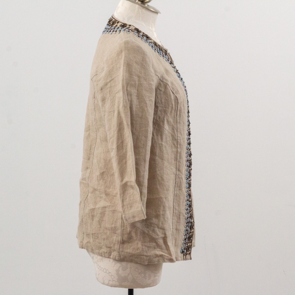 Chico's XS S Linen Embellished Blazer Jacket Layer - Picture 5 of 12